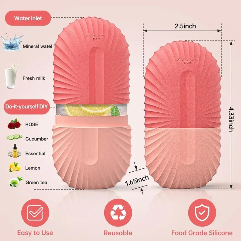 Ice Face Roller Facial Skincare Set, Stainless Steel Facial Gua Sha Face Tool Face Massage Mold Cube