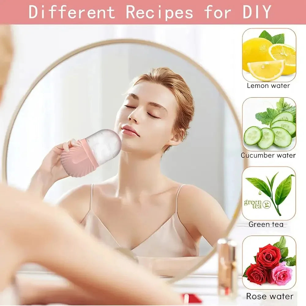 Ice Face Roller Facial Skincare Set, Stainless Steel Facial Gua Sha Face Tool Face Massage Mold Cube