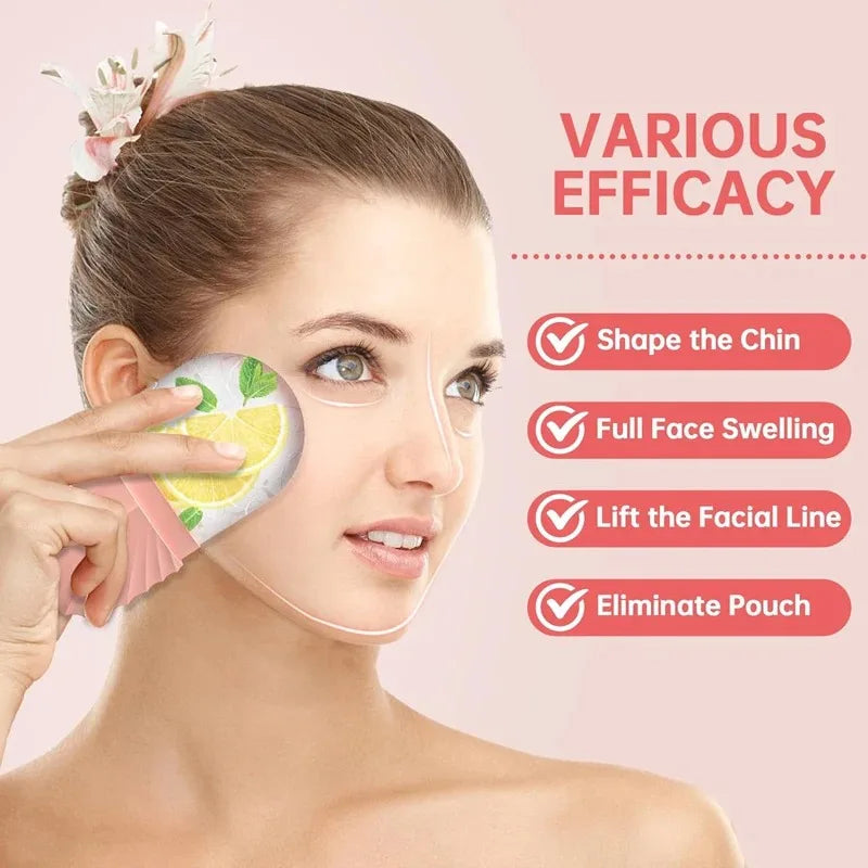 Ice Face Roller Facial Skincare Set, Stainless Steel Facial Gua Sha Face Tool Face Massage Mold Cube