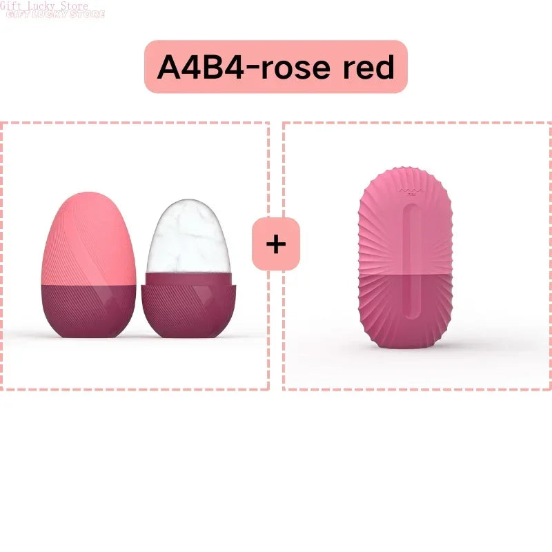 Ice Face Roller Facial Skincare Set, Stainless Steel Facial Gua Sha Face Tool Face Massage Mold Cube