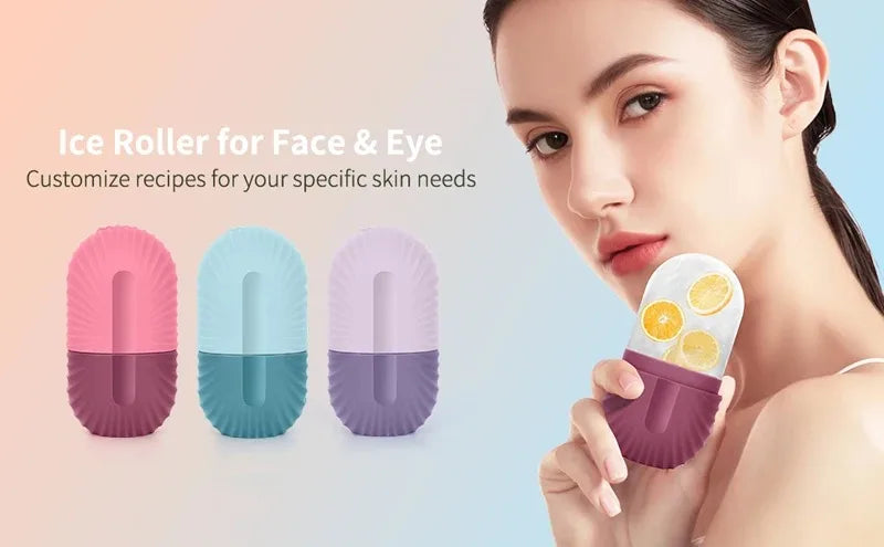Ice Face Roller Facial Skincare Set, Stainless Steel Facial Gua Sha Face Tool Face Massage Mold Cube